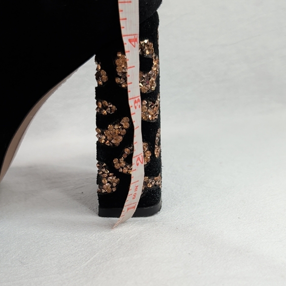 Sophia Webster Felicity Black Suede Leopard Crystal Heel Boots Size 36.5 Womens - Picture 12 of 12